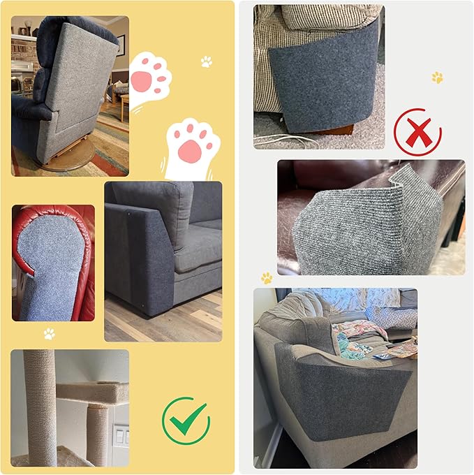 Cat Scratch Furniture Protector, 39.3''x15.8'' Trimmable DIY Self-Adhesive, Durable Corner Scratcher Couch Protectors from Cat Claws for Sofa, Tree Shelves & Scratching Posts (Khaki)