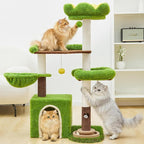 Cat Tree Tower with Large Cat House,Three Platforms Jumping and Sleeping for Cats Multi-Functional for Kittens and Adult Cats (Green)