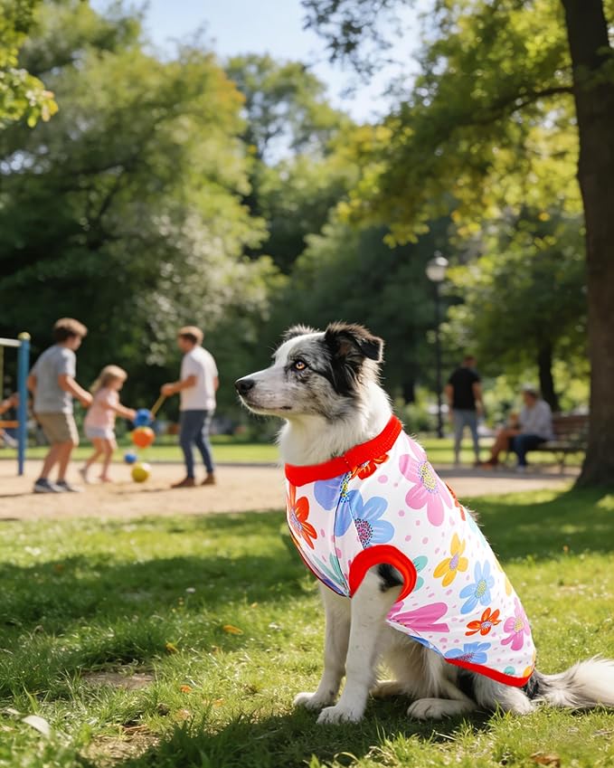 PET SHOW 4 Pack Summer Dog Shirts for Large Dogs Girl UPF 50+ UV Sun Protection Cooling Clothes Tank Top Floral Dog T-Shirts Pet Holiday Party Sleeveless Vest Pink(XXX-Large)