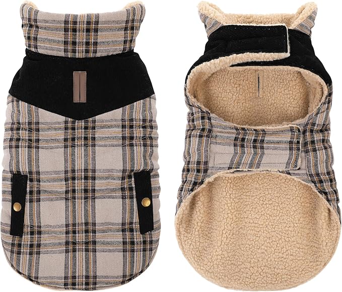 Large Dog Winter Jacket, Pet Warm Windproof Coat Dogs Cold Weather Coats Snow Jacket Pets Clothes, Golden Retriever, Labrador Retriever, Husky, Beige L