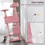 Topeakmart 54in Cat Tree, Cat Tower w/Large Cat Condo Scratching Posts and Perch, Cat Stand House Furniture, Pink