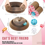Soulchen 2 Pcs Magic Organ Cat Scratching Board, Combinable Cats Toy for Adult Pets, Interactive Cardboard Kitten Scratcher with Bell Ball, Durable Foldable Accordion Scratch Pad(Heart)