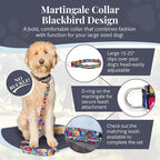 Lucky Love Dog Martingale Dog Collar - Adjustable, No-Slip, Durable, & Soft Webbing Collar for Male and Female Dogs Ideal for Training & Walking - Blackbird, Large
