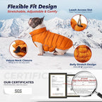 SPACE LION Dog Puffer Jacket, Down Winter Coat, Durable Outdoor Coat for Cold and Windy Conditions, Lightweight & Adjustable Fit Coats for Small & Medium Dogs, (Orange, Size 12 Gift Box)
