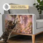 Nuxovilar Cat Wall Scratcher 15.3x23.6 Inches Polyester Synthetic Fiber, Lakeside Floral Patio Print, wall scratchers for Indoor Cats, cat Scratching mat, Home Decor, Balcony, Sunroom (2pcs)
