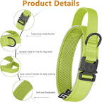 HYDEME Tactical Dog Collar, Alpine Loop Adjustable Military Training Nylon Dog Collars with Handle and Reflective for Small Medium Large Dogs, with Airtags Protective Case & Patches.(L,GrassGreen)
