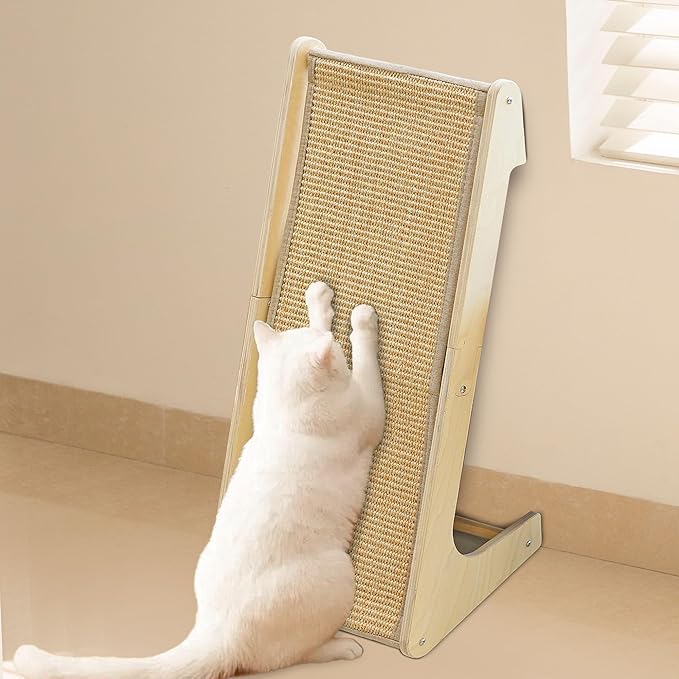 Cat Scratcher, L-Shape Cat Scratching Pad, 27 Inch Sisal Scratching Ramp, Protecting Furniture Scratch Pads for Indoor Cats, Catnip, Large