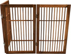 Urnporium Pet Dog Gate Freestanding, Strong Durable Folding Wooden Fence, Portable Acacia Hardwood Safety Barrier for Indoor & Outdoor Use (Brown Pet Gate, 3 Panel 30" Tall)