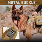 Forestpaw Dog Harness Medium Sized,Tactical Dog Harness with Handle,No Pull Military Style Service Dog Vest with Pockets Adjustable for Medium Dogs,Brown,Chest 15.5-25.5"