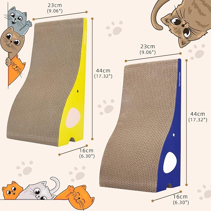 Cat Scratching Board Cat Scratcher Elephant Shape Cat Scratch Pad, TanoFalo Cardboard Cat Scratchers for Indoor Cats, High Strength Corrugated Cardboard, Reversible with Catnip (2 Pack)