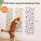 FUKUMARU 3PCS Cat Scratcher Wall Mounted, 23.6 Inch Extra Long Cardboard Cat Scratch Pad for Wall, High-Density Cats Scratching Board Indoor, Kitten Scratching Pads for Corner Door