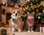 Christmas Dog Bandanas 2PCS-Small,Holiday Scarf Two-Sided with Tassels Edges,Stylish Triangle Dog Outfit for Boy and Girl,Winter Christmas Classic Red Green Plaid Pet Costume for Small Dogs