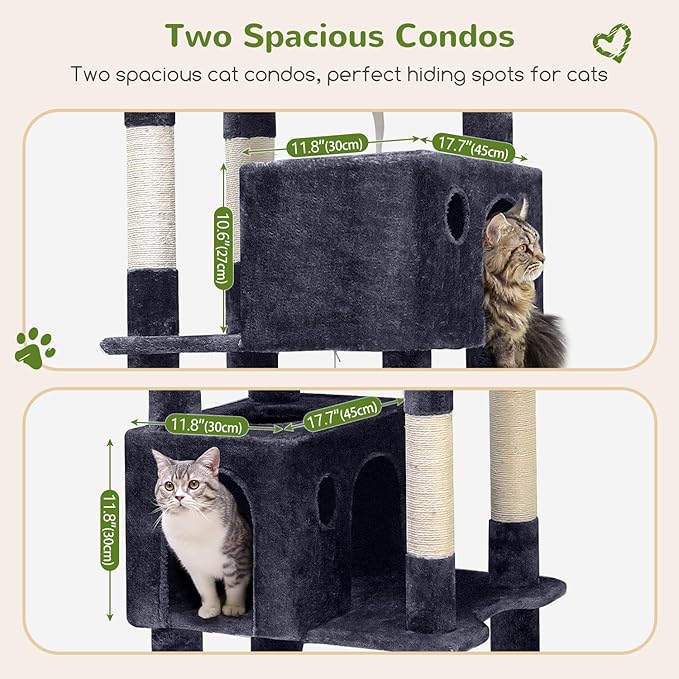 Globlazer Giant Cat Tree, 83 inch Cat Tree for Indoor Cats Large Adult, XXL Cat Tower with 9 Scratching Posts for 20lb+ Heavy Duty Large Adult Cats, F83, Dark Grey