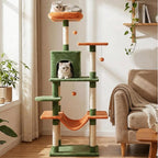 PETSITE Multi-Level Cat Tree, 58 Inches Tall with Sisal Scratching Posts, Condo, Hammock, Dangling Balls, Jumping Platforms, and Cozy Top Perch, Ideal for Indoor Cats to Play and Rest (Green)