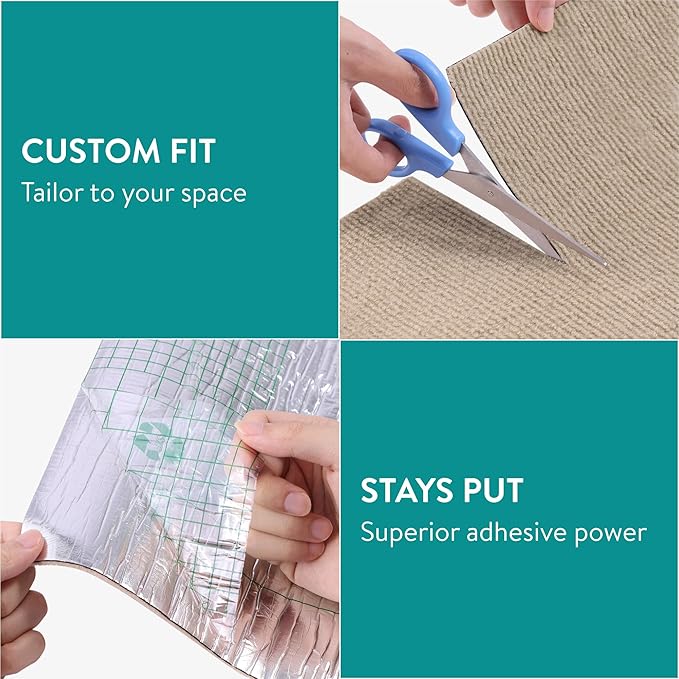 Navaris Scratch Mat Roll - Adhesive DIY Climbing Cat Scratcher for Furniture - Cut to Fit Cat Couch & Wall Scratchers for Indoor Cats - Self-Adhesive Scratching Carpet Pad - Beige
