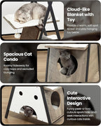 Modern Wood Cat Tree Tower for Indoor Cats Large Adult - 67 Inch Tall Multi-Level Heavy Duty Cat Condo Trees Furniture with Caves Perch Bed Scratching Board -XL Big Wooden Kitty House