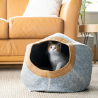 Kitty City Felt Round Bed, Warm and Cozy cat Bed, Gray