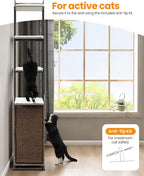 Wood Cat Tree Tower, 84 Inch Modern Extra Tall Cat Condo Trees for Indoor Cats Large Adult, XL Multi-Level Heavy Duty Wooden Sturdy Cat House Furniture with Platform Perch Bed Scratching Post