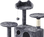 Topeakmart 61in Cat Tree for Indoor Cats, Cat Tower with Scratching Posts Spacious Perch & Platform for Kittens, Dark Gray