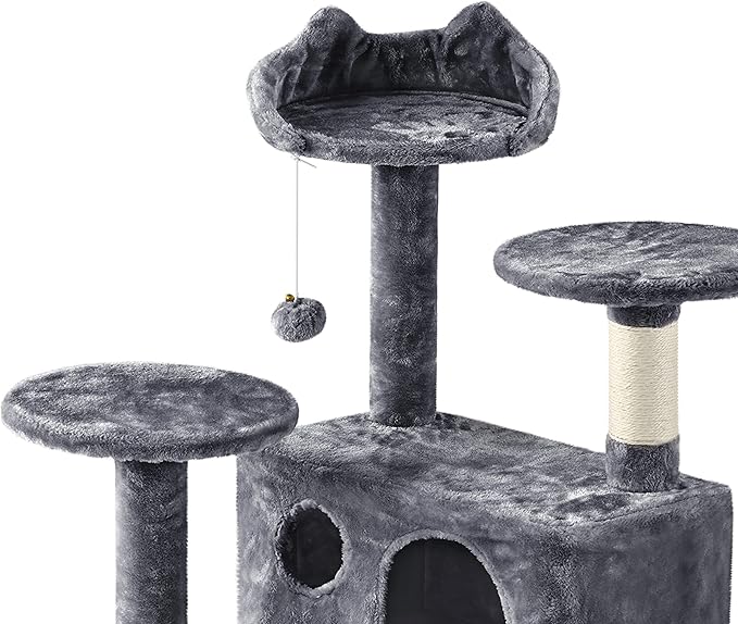 Topeakmart 61in Cat Tree for Indoor Cats, Cat Tower with Scratching Posts Spacious Perch & Platform for Kittens, Dark Gray