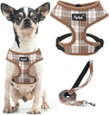 PUPTECK Soft Mesh Dog Harness and Leash Set Pet Puppy Cat Comfort Padded Vest No Pull Harnesses, Brown, XS