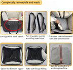 Small Dogs Car Seat,Fully Detachable and Washable Ultra Soft Car Travel Bed, with Clip-on,Two Portable Handle and Storage Pockets Puppy Dog Booster Seats,Portable DogCar Travel Carrier Bed