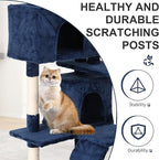 70" Multi-Level Cat Tree Tower with Scratching Posts, Toys & Condo - Space-Saving Design for Indoor Kittens, Compact Floor Footprint & Vertical Space for Multi-Cat Homes-Navy Blue