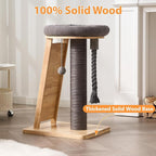 Modern Cat Tree Small Tower with Scratching Post for Indoor, Solid Wood Multifunctional Corner Cat Tree Tower with Bed, Dangling Ball,Interactive Rope, Scratching Board