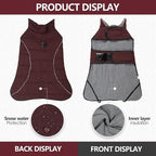 Dog Coats for Medium Large Dogs, Winter Puffer Jacket Waterproof, Warm Fleece Dog Vest with D-Ring, Drawstring & 2 Hidden Elastic Bands, Quilting Large Pet Warm Jackets for Cold Weather