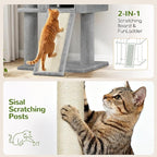 Globlazer 45" Cat Tree for 2-3 Medium Cats, Multi-Level Cat Tower with Scratching Board for Kittens and Senior Cats, Condo & Hammock Space Saving Cat Tower, F45, Light Gray