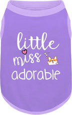 Cotton Dog Shirt with 'Little Miss Adorable' Corgi Head Print, Soft & Breathable Pet Apparel for Small, Medium, and Large Dogs, All-Season Sleeveless Vest, Cute and Comfortable Dog Outfit.Purple XL
