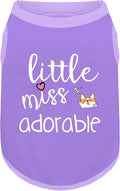 Cotton Dog Shirt with 'Little Miss Adorable' Corgi Head Print, Soft & Breathable Pet Apparel for Small, Medium, and Large Dogs, All-Season Sleeveless Vest, Cute and Comfortable Dog Outfit.Purple M
