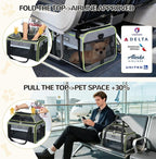 Lekereise Top-Expandable Pet Carrier 17x11x9.5 Inch Alaska Hawaiian Airline Approved Soft Sided Underseat to 12lbs Travel Carriers for Small Cats and Dogs with Locking Safety Zippers Anti-Scratch Mesh