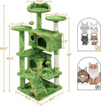 Topeakmart 54in Cat Tree with Scratching Posts Spacious Condos Furry Hanging Ball Cat Climbing Tower for Indoor Cats and Kittens, Green