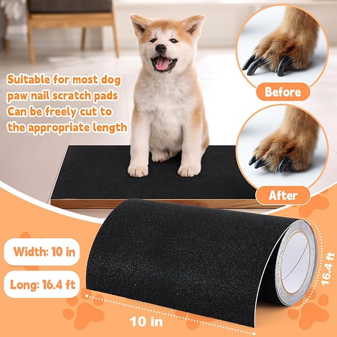 Aliceset Pet Nail Self Adhesive Replacement Emery Paper Fits Dog Scratch Pad Dog Nail Board Sandpaper Cat Litter Box DIY for Pet to Scratch Alternatives(10 Inch X 16ft)