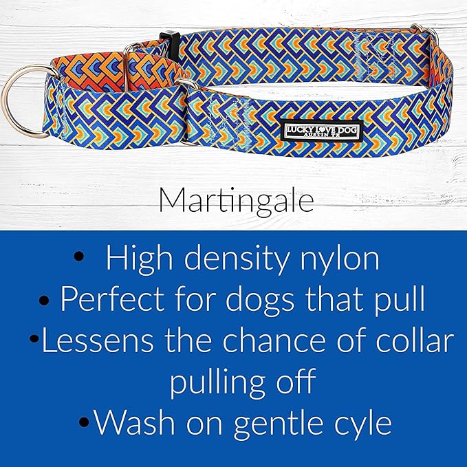 Lucky Love Dog Wide Martingale Dog Collar - No-Slip, Durable, & Soft Webbing 1.5 inch Martingale Collar for Dogs Male and Female Ideal for Training & Walking - Murphy, Medium