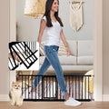 18" Height Short Dog Gate Adjustable18-48" Extra Wide Dog Gate with Small Cat Door,Pet Gate with 4 Extension Kits Pressure Mounted for Doorways & Stairs (Black, 18" Height)