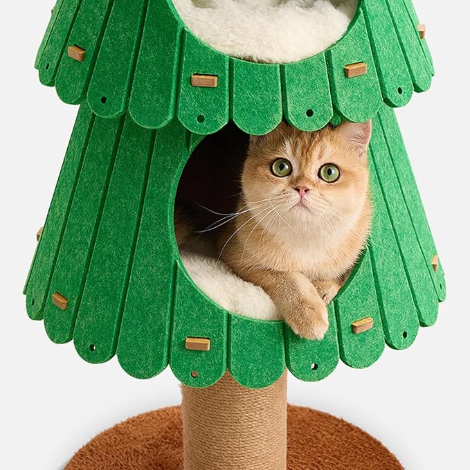 Christmas Cat Tree for Indoor Cats with 2 Condos, Holiday Cat Activity Center with Sisal Scratcher, 40cmx109cm (15.75x42.91 inch)