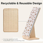 FUKUMARU Cat Scratcher Ramp for Indoor Cats, 23.66 Inch Wood L Shape Cat Scratching Board, Replaceable Cardboard Cat Scratch Pad, Vertical Kitten Scratcher Furniture Protector for Couch Sofa Wall