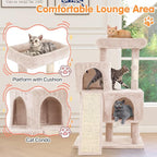 Cat Tree 36-Inch Cat Tower with Scratching Post Multi-Level Cats Condo with Ramp,Large Perch,Dangling Ball,Pet Play Tower for Kittens & Adult Cats(Beige)