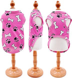 PET SHOW 4 Pack Paw Bone Printed Dog Clothes Shirts Soft Dog Vest Lightweight Sleeveless Cats Doggies T-Shirts Puppies Tank Top Tee Cat Clothes for Small Medium Dogs White Black Pink Blue XXL