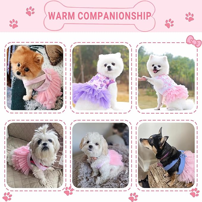 Dog Dresses, Fashion Pet Dog Clothes, Striped Mesh Puppy Dogs Princess Dresses (Purple/Pink(4pack), X-Large)