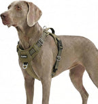 Funfox Dog Harness No Pull, Adjustable Pet Vest Harness, Super Soft Material with Vertical Handle Easy Control, Reflective Night Walking, 2 Leash Clips for XLarge Dogs, Army Green, XL