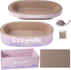 3PCS Cat Scratcher Bed, Oval Cat Scratcher Pad Bowl Nest for Indoor Cats, Round Cat Scratching Cardboard, Furniture Protector for Couch, for Kittens (Purple, 15.7 * 10 in)