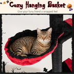 PETSITE Gothic Floor to Ceiling Cat Tree, 97-118 Inches Height Adjustable Goth Ceiling Cat Tower with Sisal Scratching Posts, Condo, Side Basket Bed, Dangling Toy, and Multiple Jumping Platforms