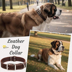 ADITYNA Heavy Duty Leather Dog Collar for Extra-Large Dogs - Soft and Strong Leather Collar for XL Breeds (Extra-Large: Fit 22" - 30" Neck, Brown)