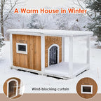 Dog House Outdoor, 59” Insulated Dog House, Weatherproof Outdoor Dog House Insulated with Elevated Floor and Openable Roof, Wooden Dog Houses Large