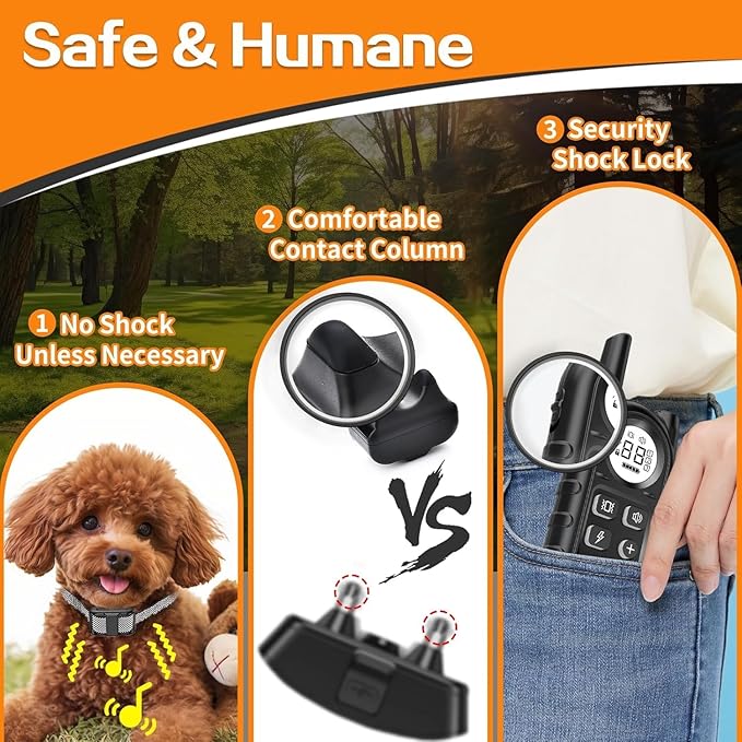 Tiniest Dog Shock Collar for 2 Dogs, Lightest Dog Training Collar with Remote for 2 Small Dogs 5-15lbs & Medium Large Dogs/Puppies, Waterproof, Rechargeable, 1300ft Range (2 White Black Dot Collars)
