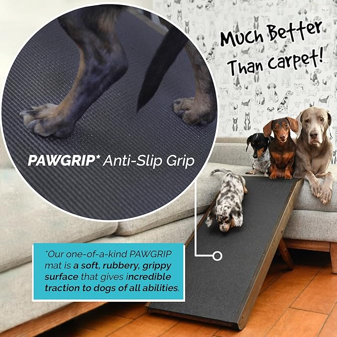 Dog Ramp for Couch, by DoggoRamps – Furniture Quality Solid Hardwood Ramp for Dogs to Get on Couch with Platform Top & Non-Slip Grip – Dog Couch Ramp for Small & Medium Dogs – 100% Made in N America