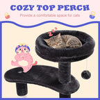 Allewie 55.5 in Cat Tree for Indoor Kitties/Soft Plush Perches/Multi-Level Cat Tower/Sisal Scratching Posts/Crescent Plates/Round Jumping Board/Hanging Ball/Pet Activity Center/Dark Grey
